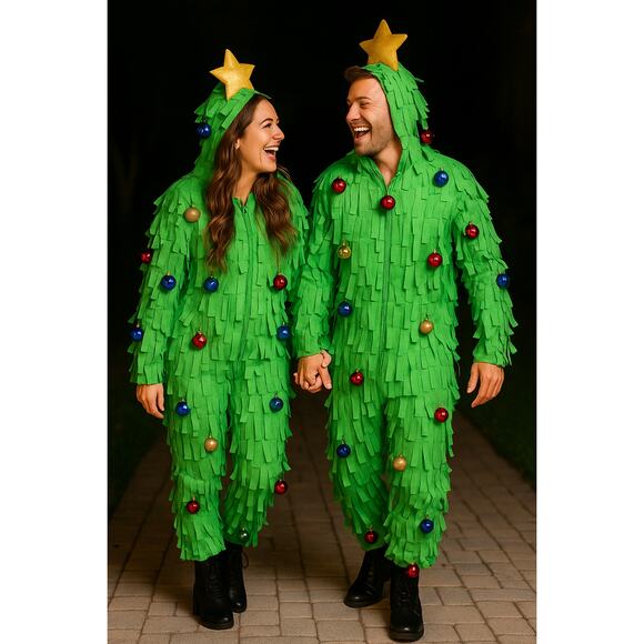 MSRP $100 ✨ NWT Men’s/Unisex “Oh Christmas Tree” Jumpsuit – Size S-M ✨QUICKSHIP - Picture 1 of 7
